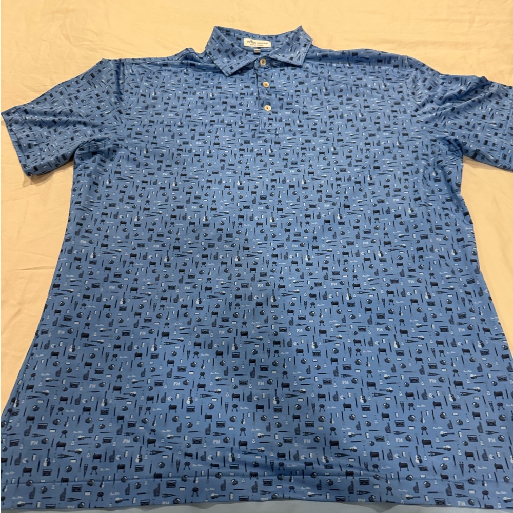 Peter Millar Blue Geometric Polo Shirt